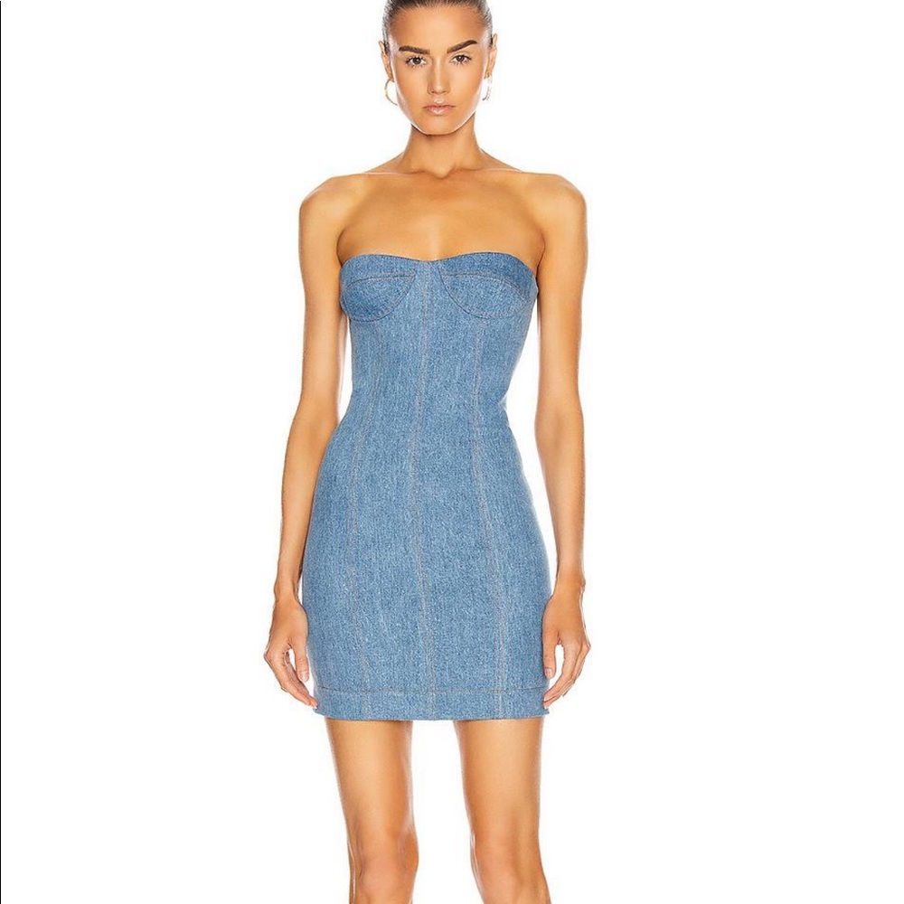 SOLD. NWT Laquan Smith Denim Bustier Dress - Picture 5 of 8